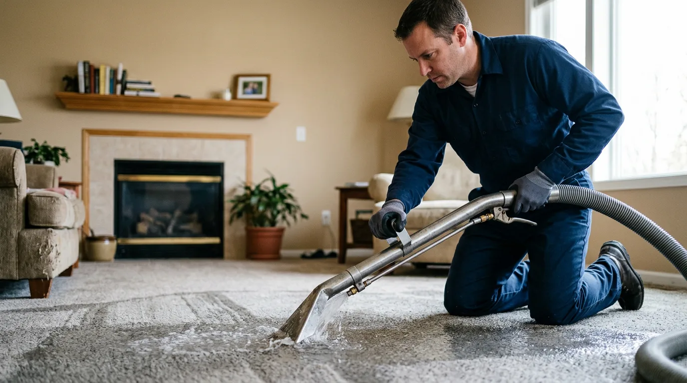 Water damage restoration technician working near Keene, NY